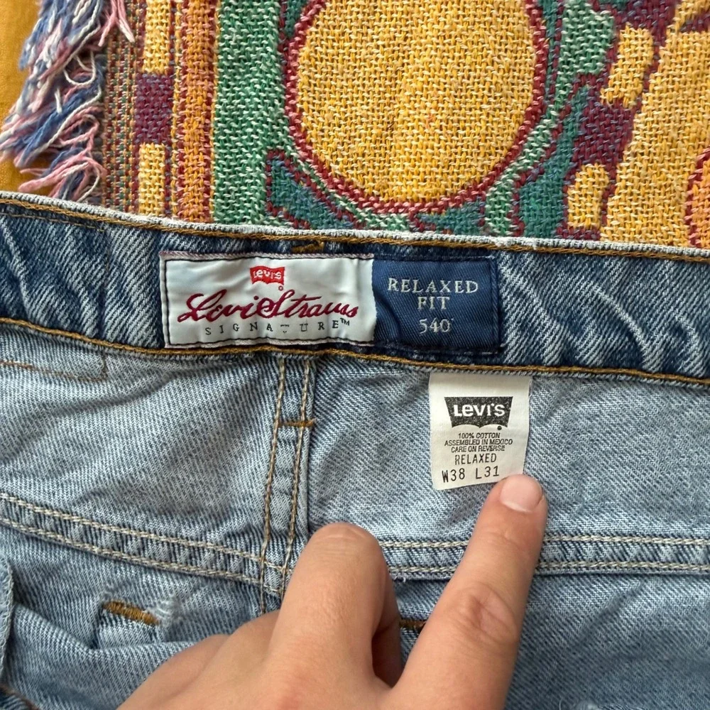 Levis 540 Relaxed Fit‎ Denim Shorts Mens 38 Blue Medium Wash Cut Off Jorts Vtg